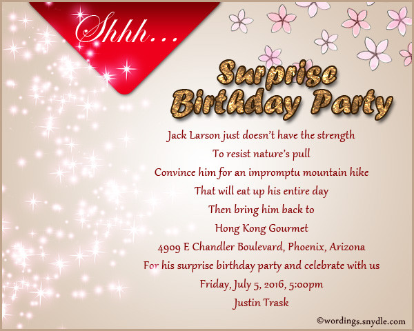 Surprise Birthday Invitation Wording
 Surprise Birthday Party Invitation Wording Wordings and