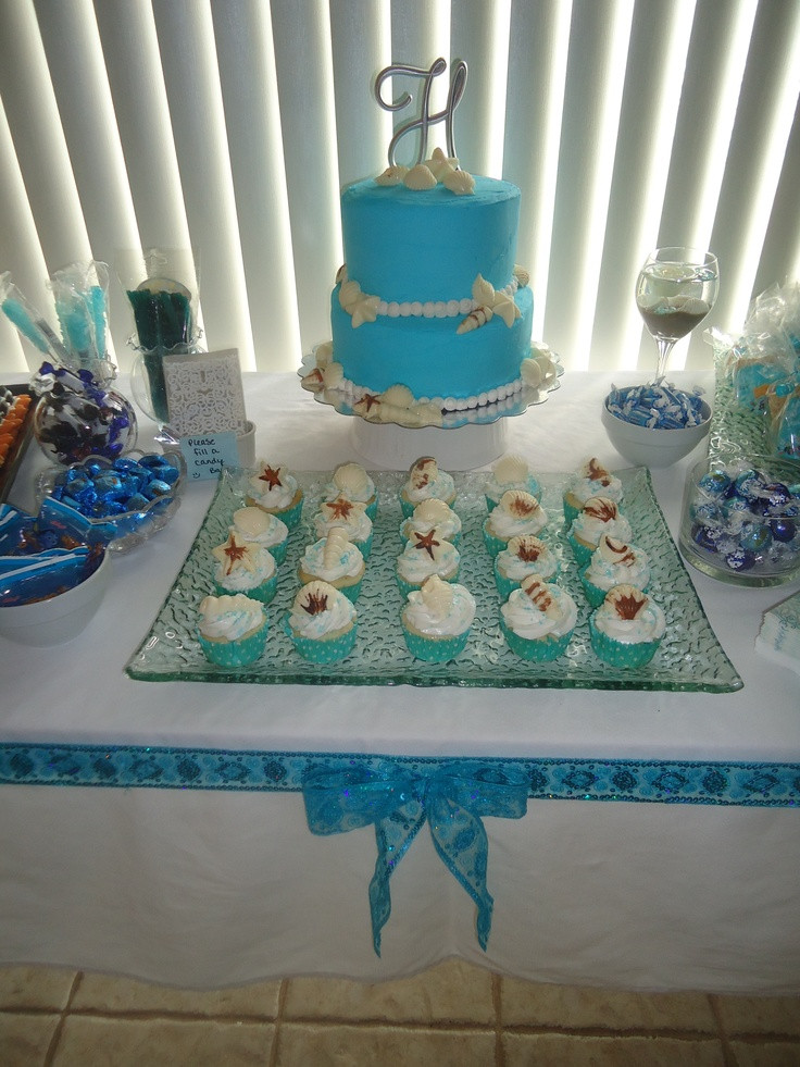 Sweet 16 Beach Party Ideas
 Ocean Sweet 16 Party sea shell tiffany blue cake