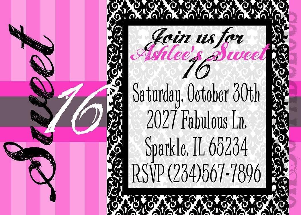 Sweet 16 Birthday Invitations
 RESERVED for hisaacs06 SWEET 16 Birthday Party Invitation