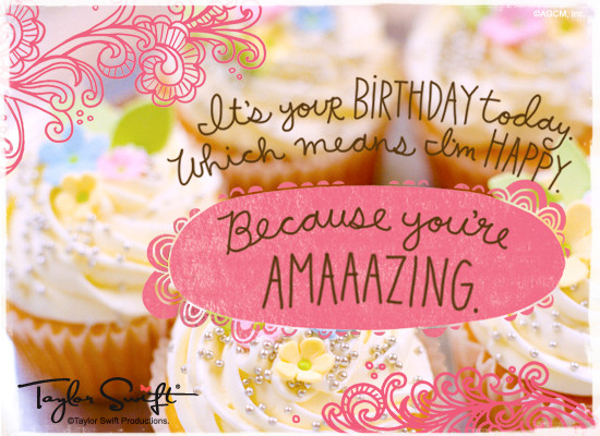 Taylor Swift Birthday Card
 Happy Birthday Ecards
