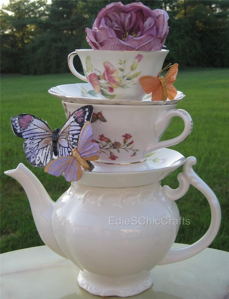 Tea Cup Party Ideas
 Stacked Teapot & Teacup Centerpiece Mismatched by