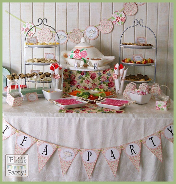 Tea Party Birthday Supplies
 Tea Party Printables DIY Party Supplies and Decorations