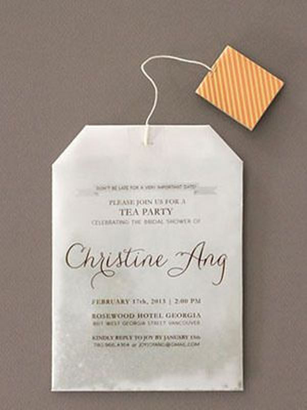 Tea Party Invitation Ideas
 Picture a tea bag invitation to your tea party bridal