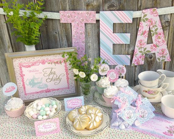 Tea Party Theme Ideas
 Tea Party Printable Set Baby Shower Bridal Shower or