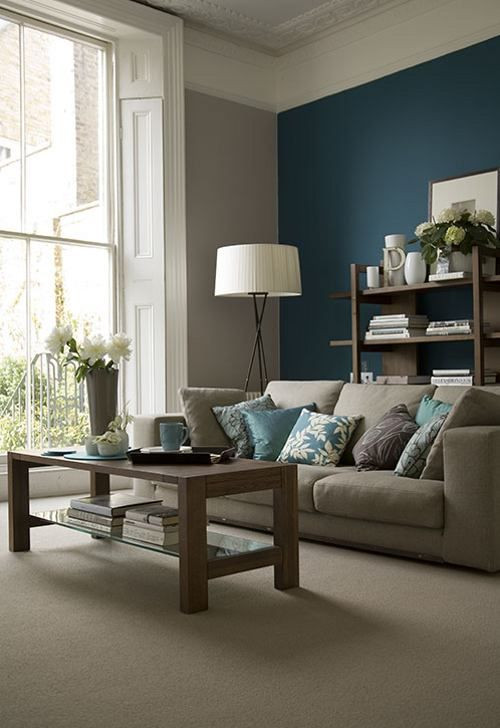 Teal Walls Living Room
 26 Cool Brown And Blue Living Room Designs DigsDigs