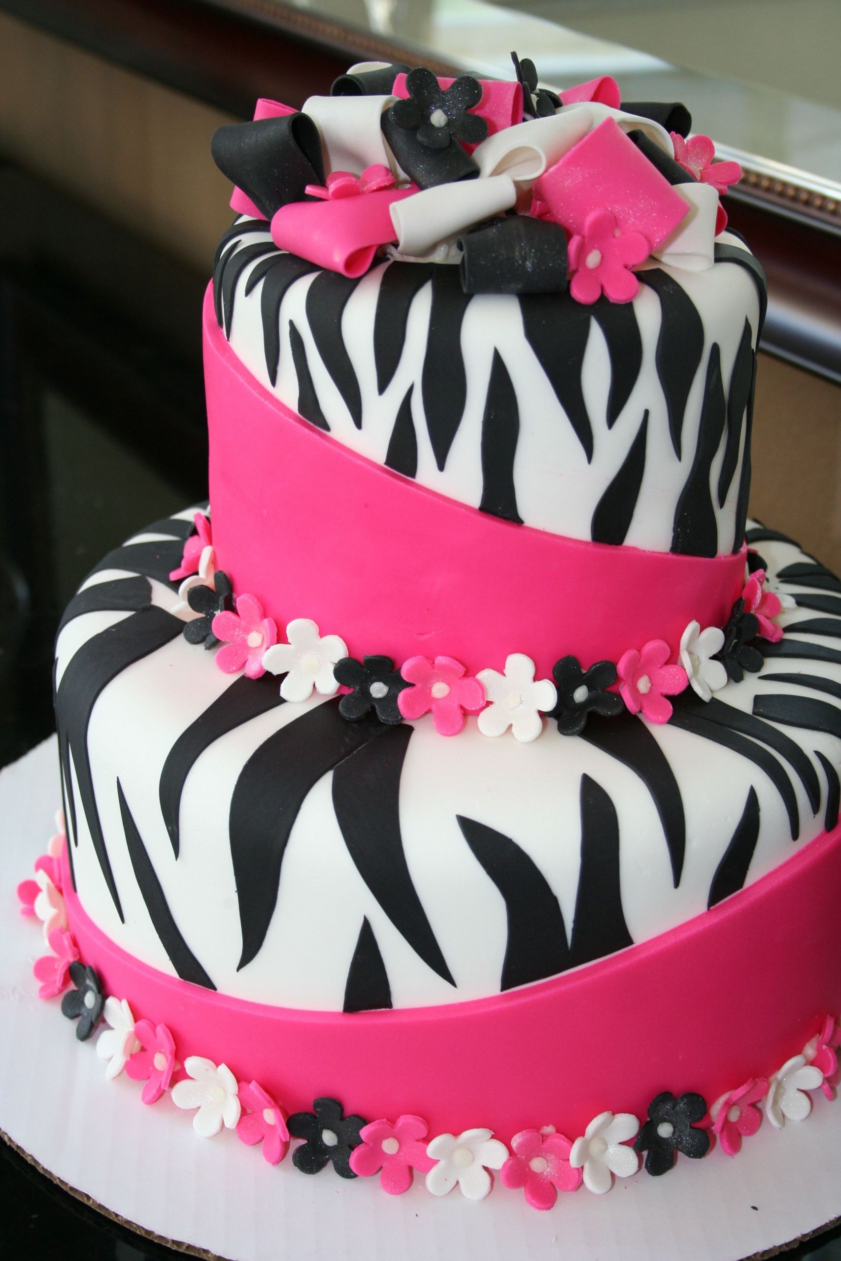 Teen Birthday Cakes
 Pink and Black Zebra cake for the girls