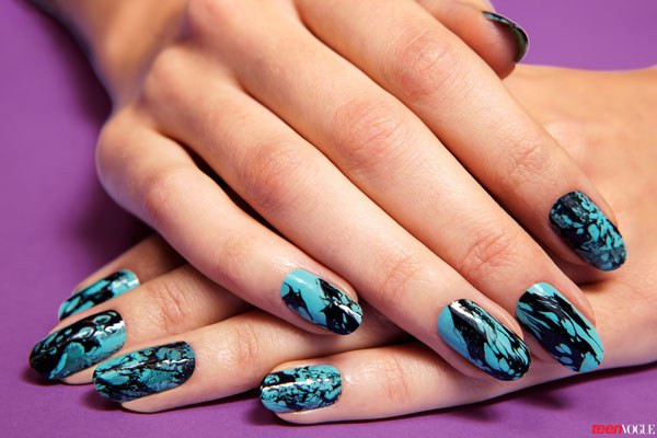 Teen Nail Designs
 How to Copy This Edgy Elegant Marbled Mani