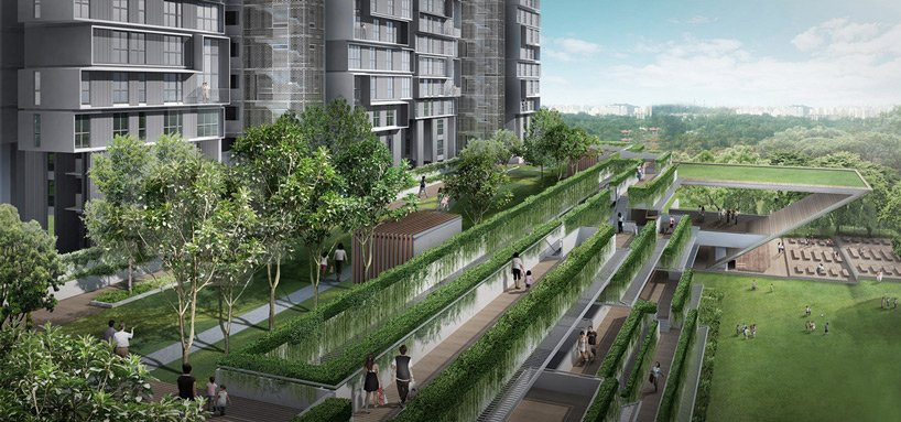 Terrace Landscape Residential
 green bridges link skyterrace dawson in singapore by SCDA