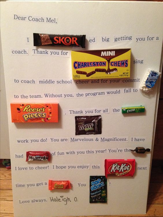 Thank You Coach Gift Ideas
 Candy letters Thank you ts and Cheer on Pinterest