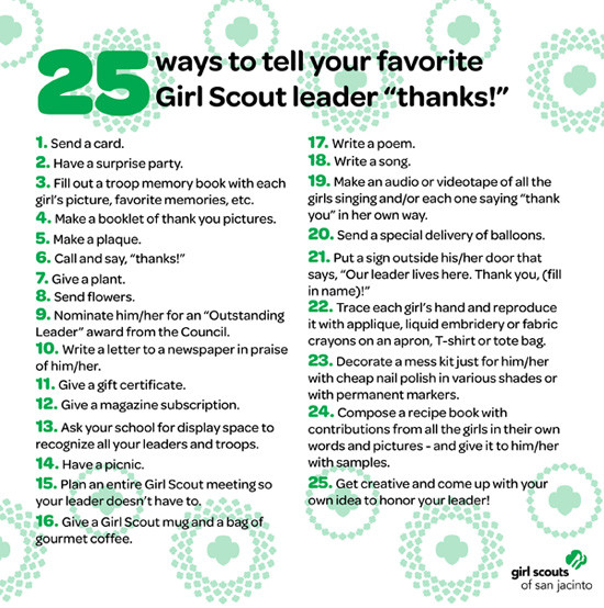 Thank You Gift Ideas For Girl Scout Leaders
 Say "Thank You" during National Volunteer Month Leader s Day