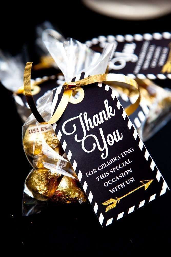 Thank You Gift Ideas For Graduation Party
 Thank you favors at a black and gold graduation party See