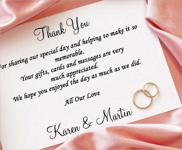 Thank You Notes For Wedding Gifts
 Gift Card Templates