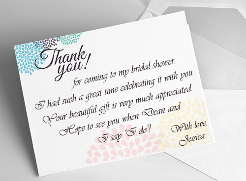 Thank You Notes For Wedding Gifts
 Bridal Shower Thank You Card Ideas
