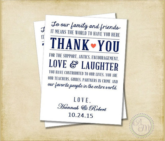 Thank You Notes For Wedding Gifts
 11 Sample Wedding Thank You Notes PSD Vector EPS PDF