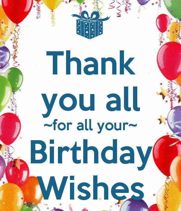 Thanks For The Birthday Wishes Quotes
 Thank you all for all your Birthday Wishes Poster