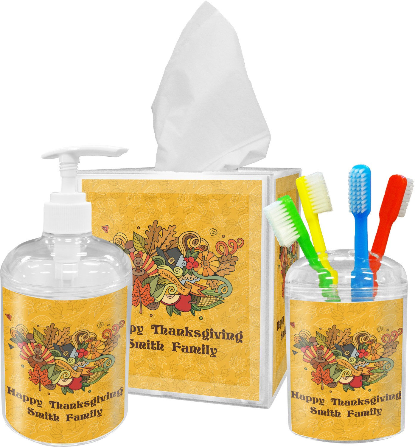 Thanksgiving Bathroom Set
 Happy Thanksgiving Toothbrush Holder Personalized