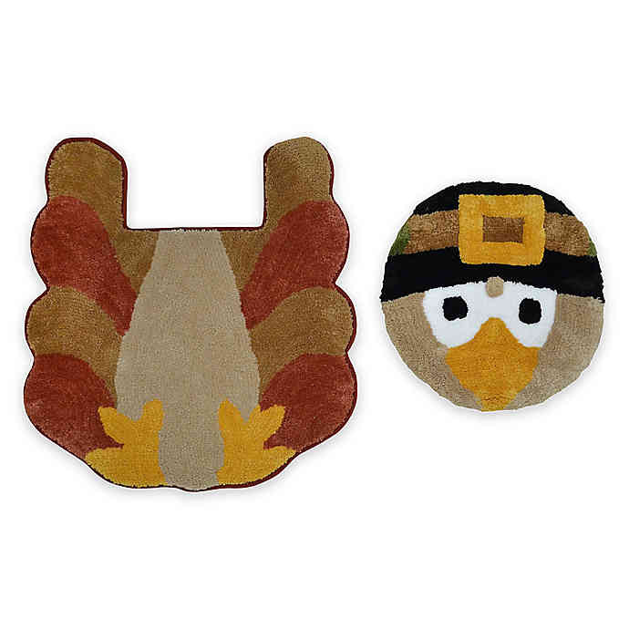 Thanksgiving Bathroom Set
 Home Dynamix 2 Piece Holiday Turkey Toilet Lid Cover and