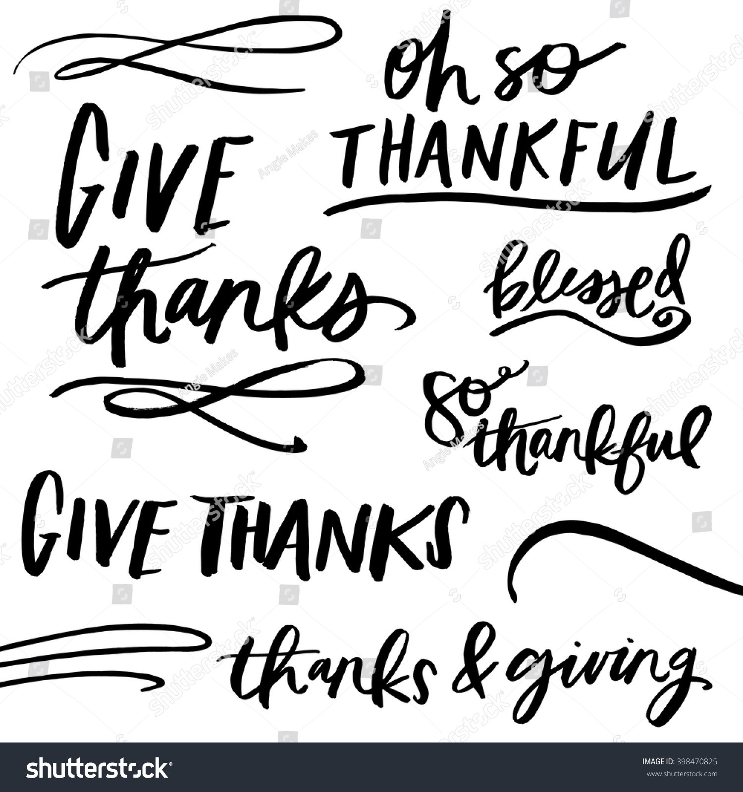 Thanksgiving Quotes Calligraphy
 Give Thanks Quotes Thanksgiving Quotes Modern Stock Vector