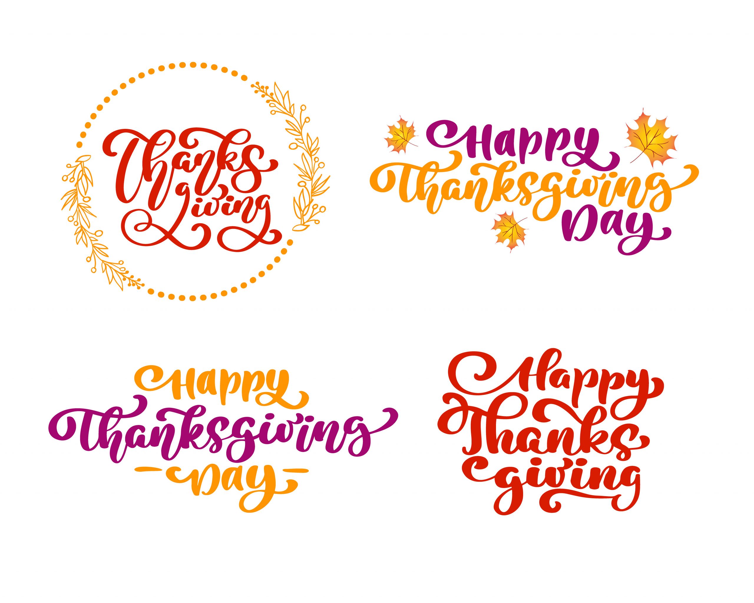 Thanksgiving Quotes Calligraphy
 Set of calligraphy phrases Thanksgiving Happy