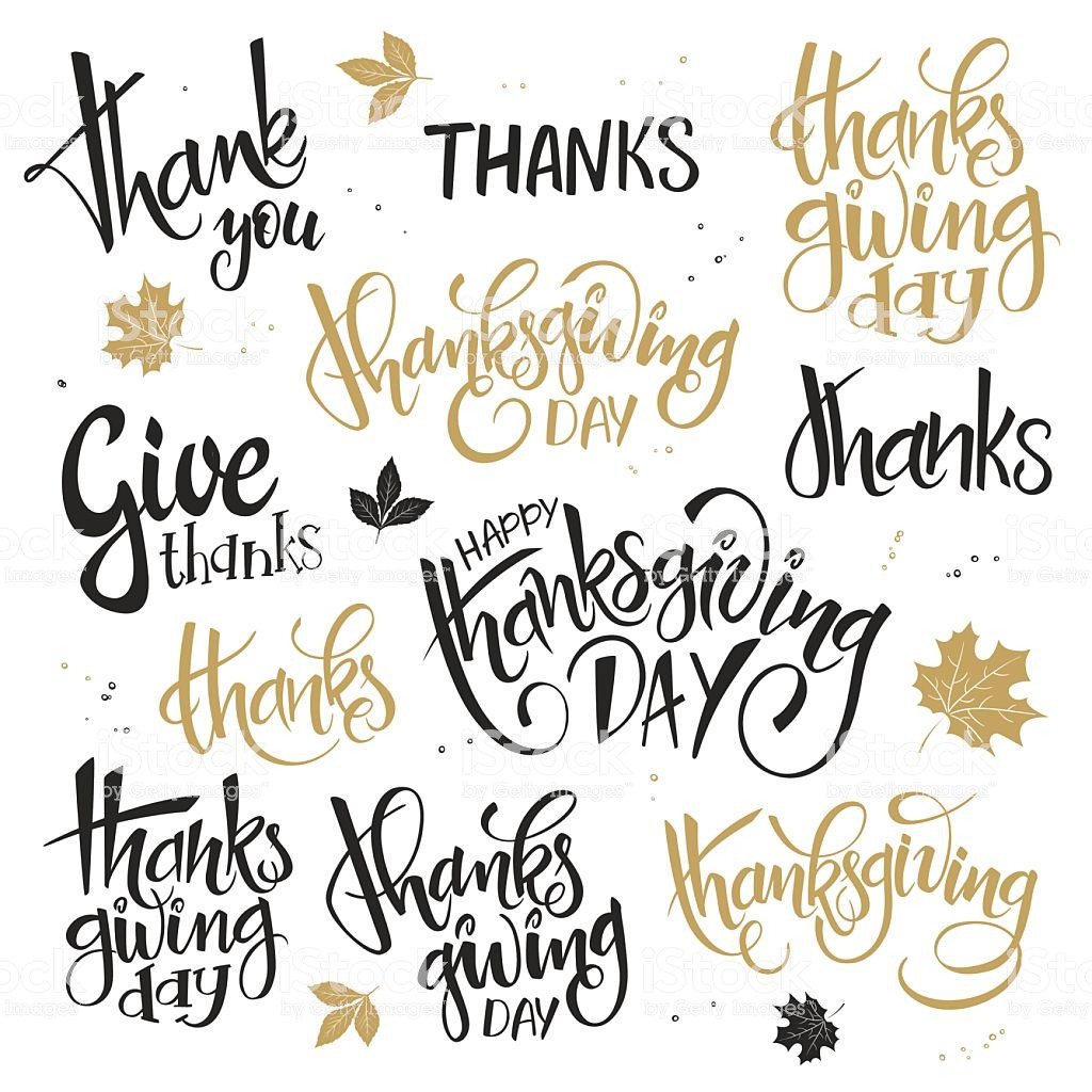Thanksgiving Quotes Calligraphy
 Set Lettering Thanksgiving Day Quotes Stock Vector Art