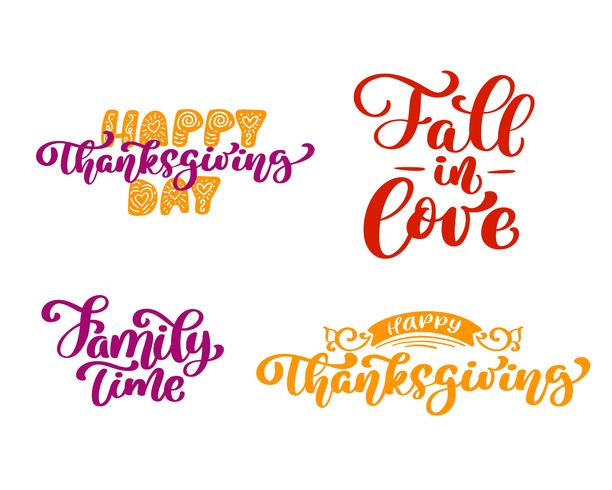 Thanksgiving Quotes Calligraphy
 Set of calligraphy phrases Happy Thanksgiving Day Fall to