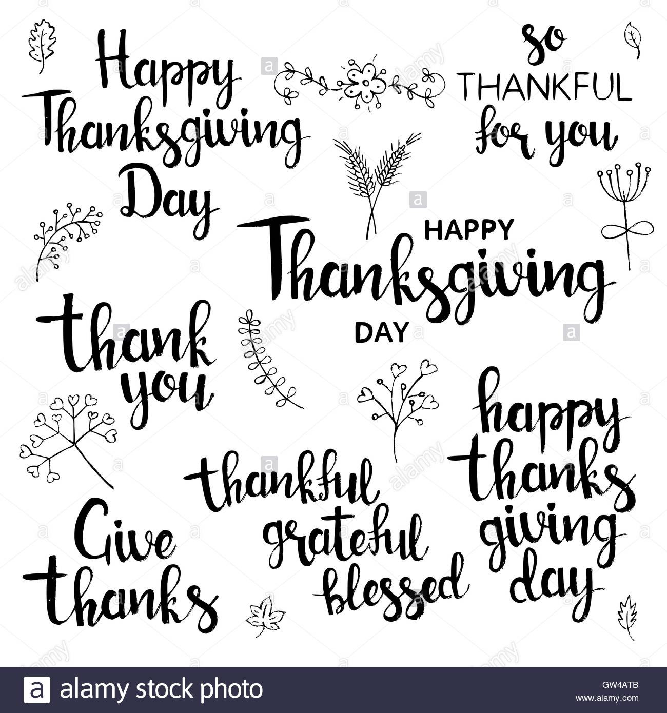 Thanksgiving Quotes Calligraphy
 Happy Thanksgiving Day lettering set Modern vector hand