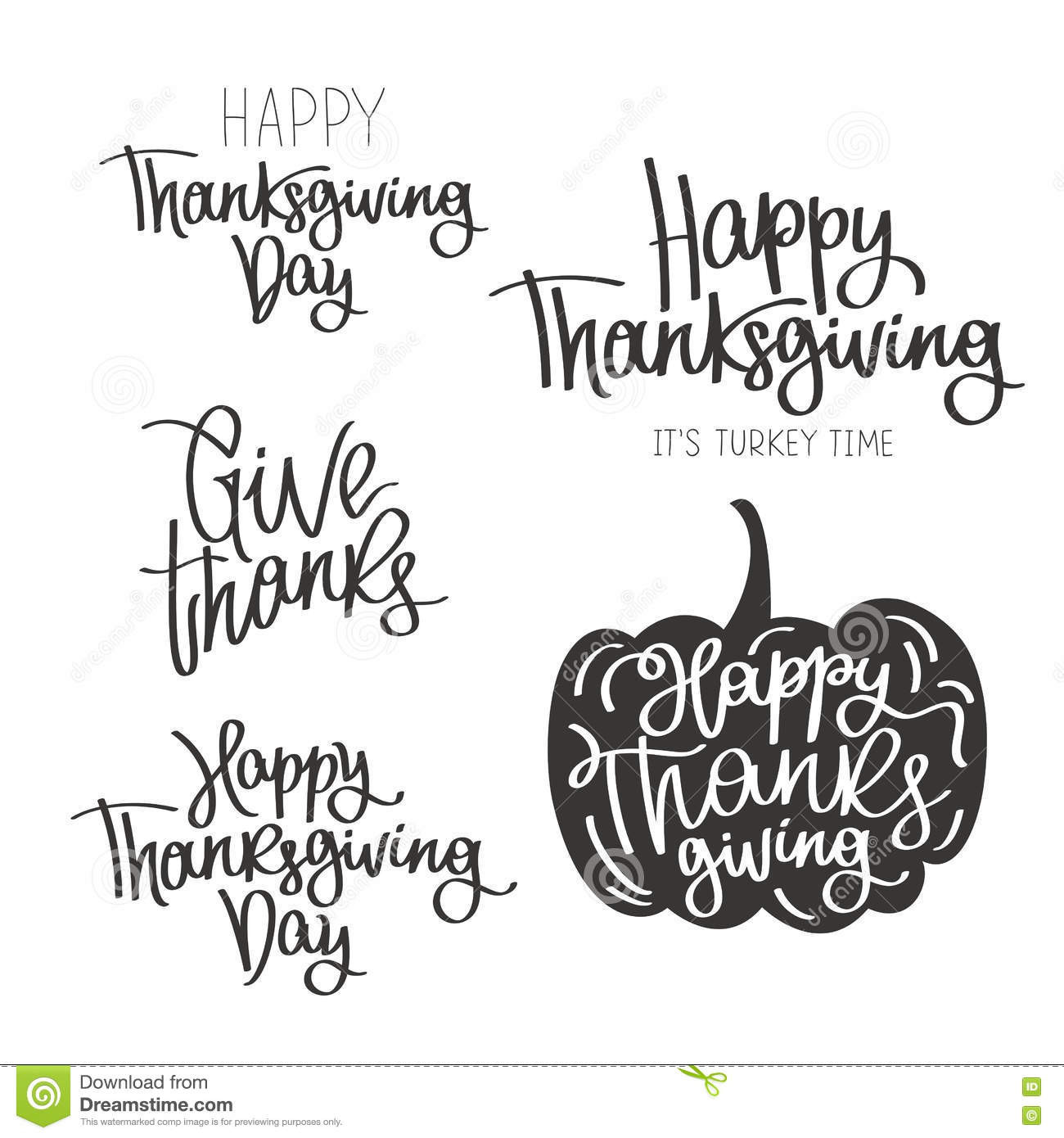 Thanksgiving Quotes Calligraphy
 Set Quotes To The Happy Thanksgiving Day Stock Vector