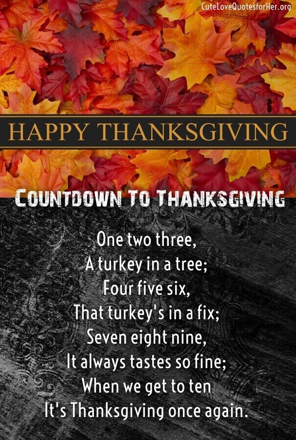 Thanksgiving Quotes Short
 25 Thanksgiving Love Poems to Wish Her Him Thankful Poems