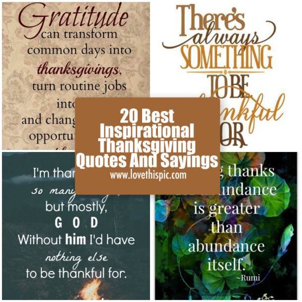 Thanksgiving Quotes Thanksgivingquotes
 20 Best Inspirational Thanksgiving Quotes And Sayings