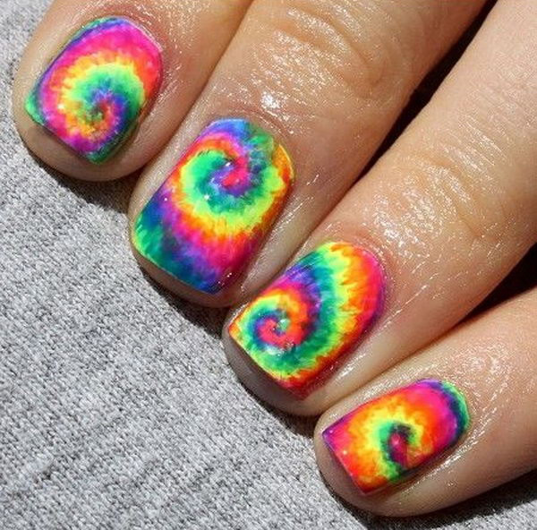 Tie Dye Nail Art
 Pretty Neon Nail Art Designs for Your Inspiration Noted List