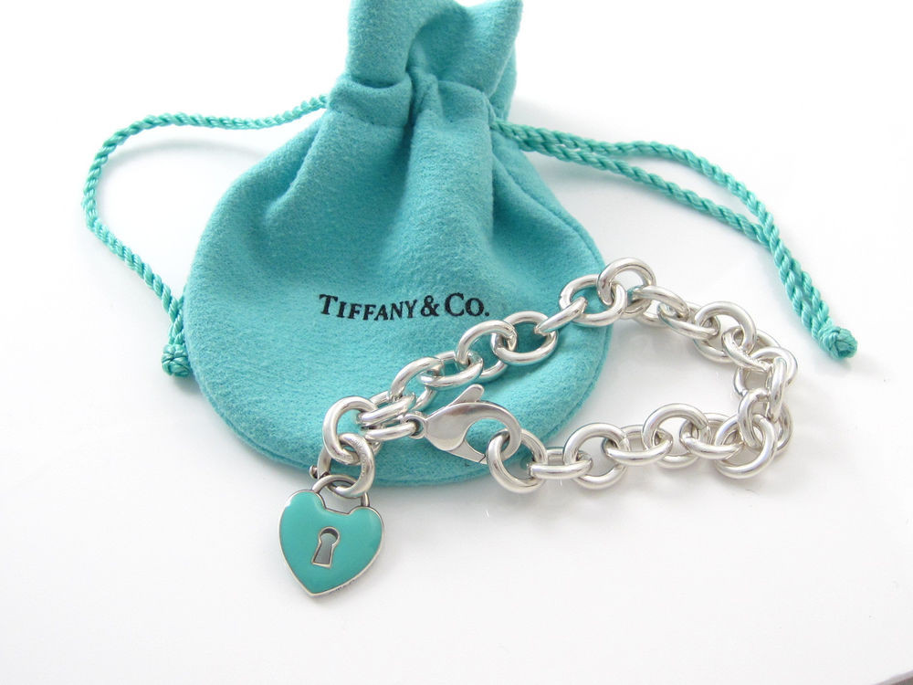 Tiffany Bracelet Charms
 Tiffany & Co RARE Silver Blue Enamel Heart Charm Pendant