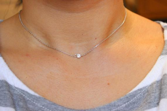 Tiny Diamond Necklace
 Diamond solitaire necklace Tiny diamond necklace gold
