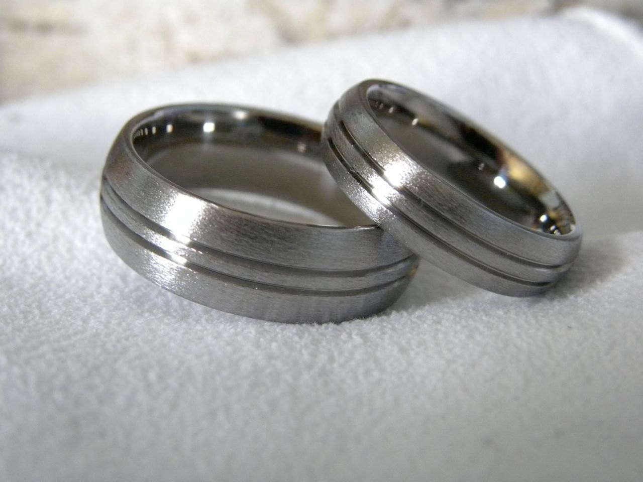 Titanium Matching Wedding Bands
 Titanium Ring SET Matching Wedding Bands Stone by