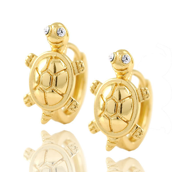 Toddler Gold Earrings
 Toddler girls kids 14K gold Filled Cute Turtle safety baby