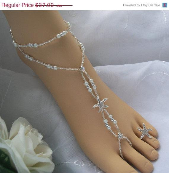 Toe Rings And Anklet
 Items similar to Starfish Foot Jewelry Sandal Anklet & Toe