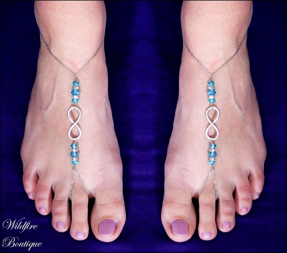 Toe Rings And Anklet
 Silver Barefoot Sandal Beach Wedding Toe Ring Anklet