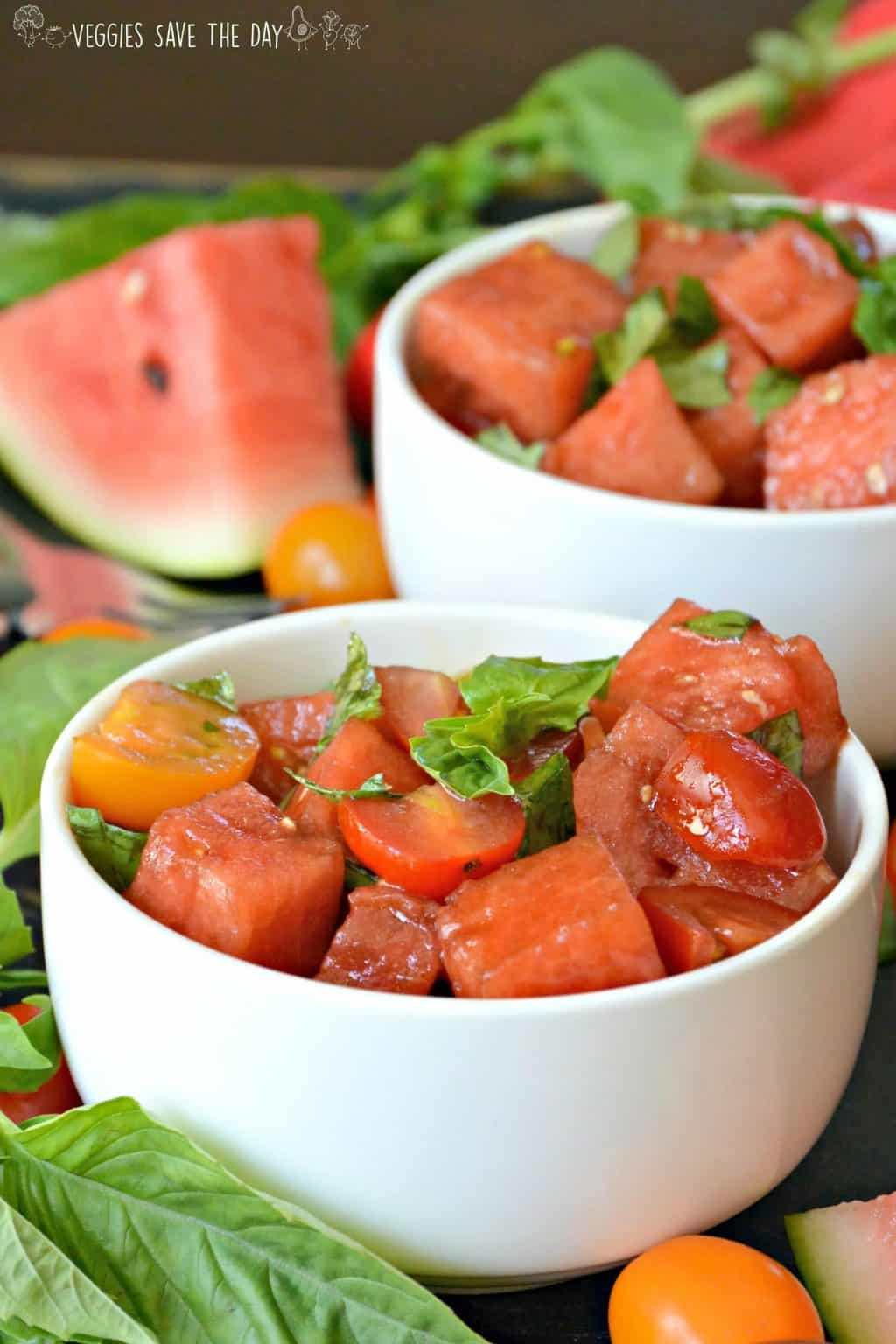 Tomato Watermelon Salad
 Watermelon Tomato Basil Salad 5 Ingre nts Veggies