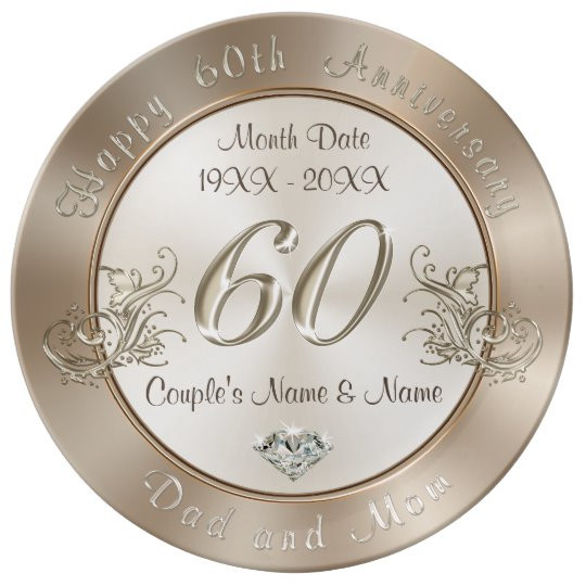 Traditional 60th Birthday Gifts
 Personalised 60th Anniversary Gifts for Parents Plate