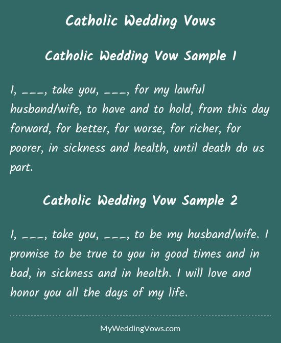 Traditional Wedding Vow
 Catholic Wedding Vows
