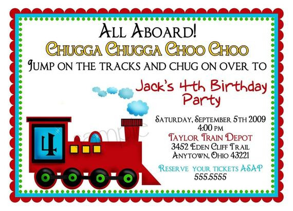 Train Birthday Party Invitations
 Train Invitations Train Lo otive Choo by LittlebeaneBoutique