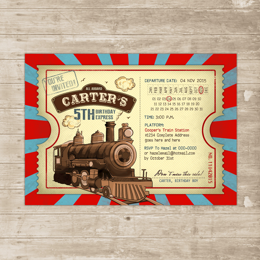 Train Birthday Party Invitations
 Vintage Train Invitation Steampunk Birthday Invite