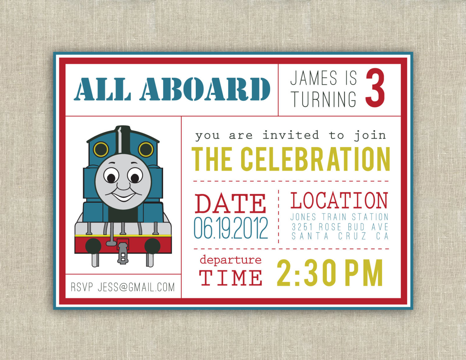 Train Birthday Party Invitations
 Thomas the Train party invitation printable by