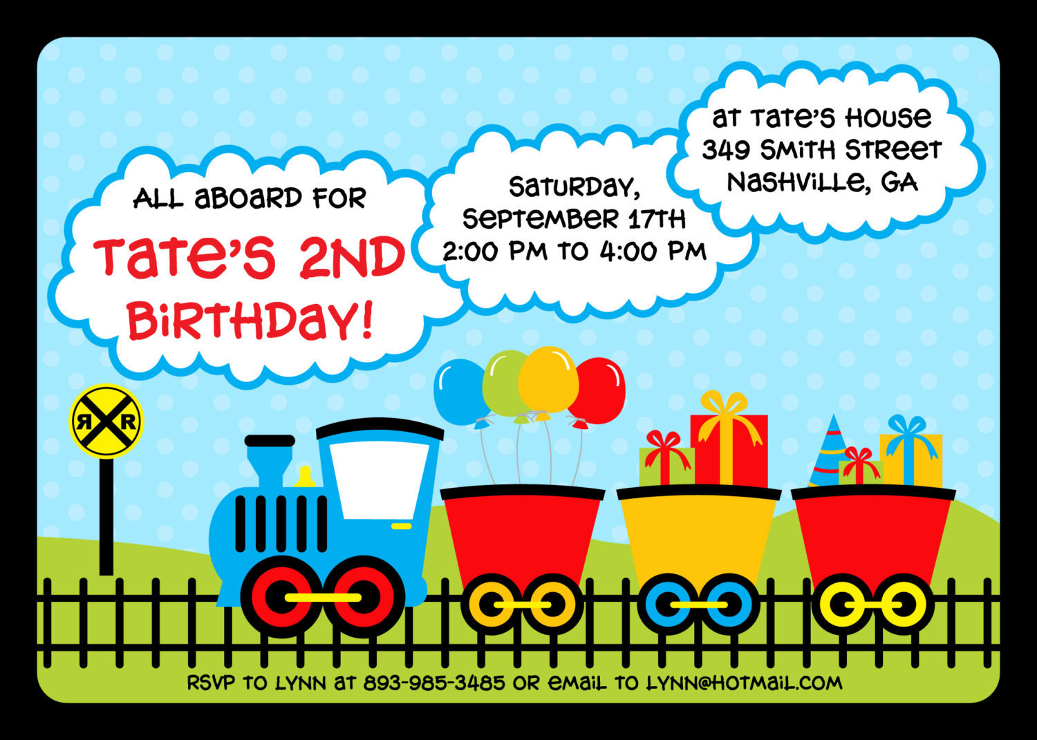 Train Birthday Party Invitations
 Train Birthday Party Invitation Colorful Train Invitation