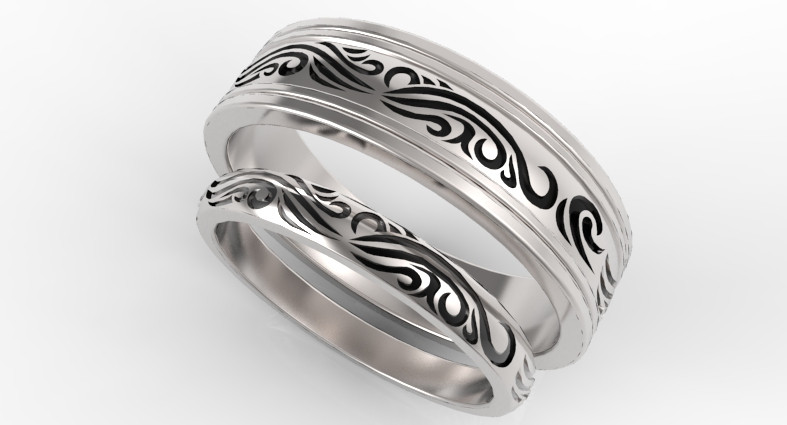 Tribal Wedding Bands
 His and Hers Tribal Wedding Band Set Custom order for