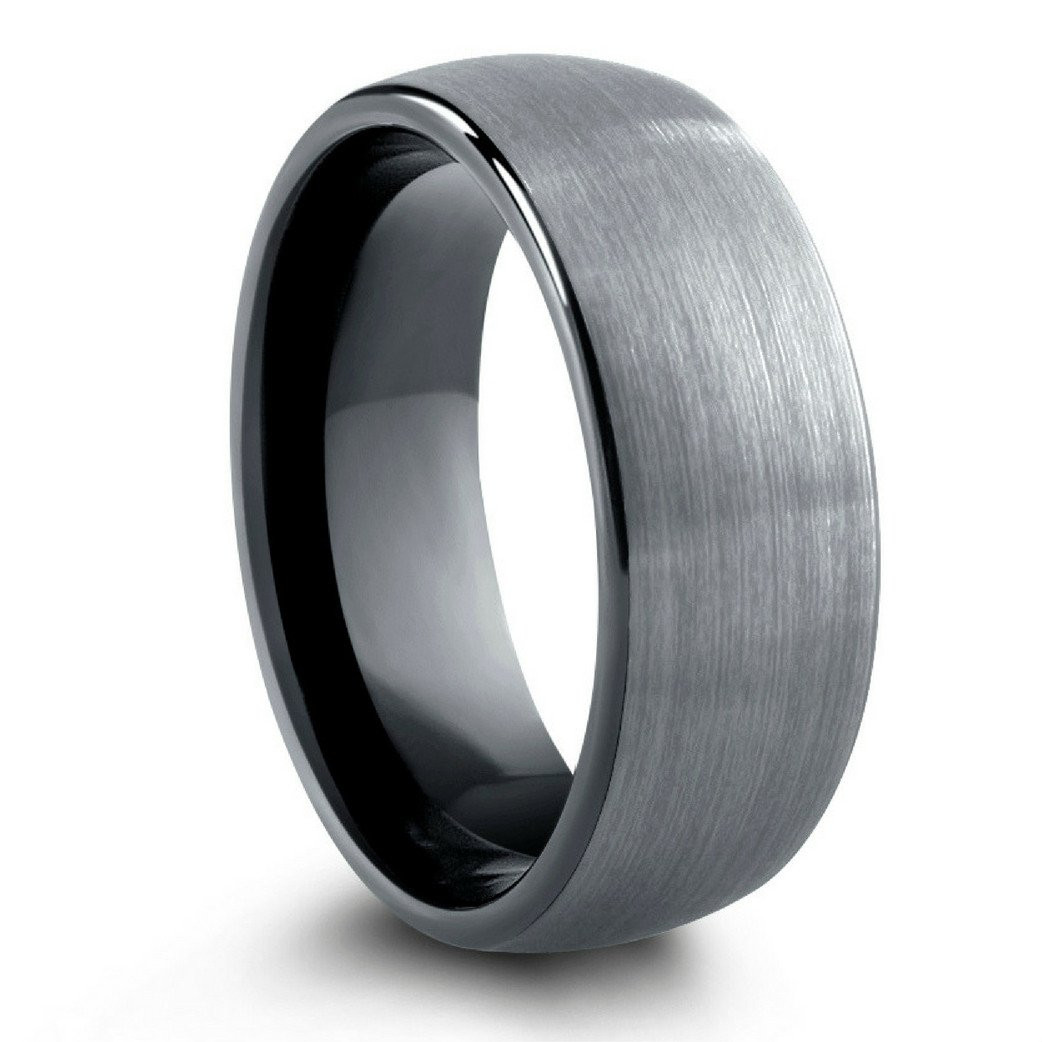 Tungsten Male Wedding Bands
 Brushed Tungsten Wedding Band With Black Inside 8mm or