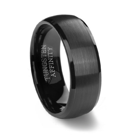 Tungsten Male Wedding Bands
 Black Brushed Domed Mens Tungsten Wedding Ring