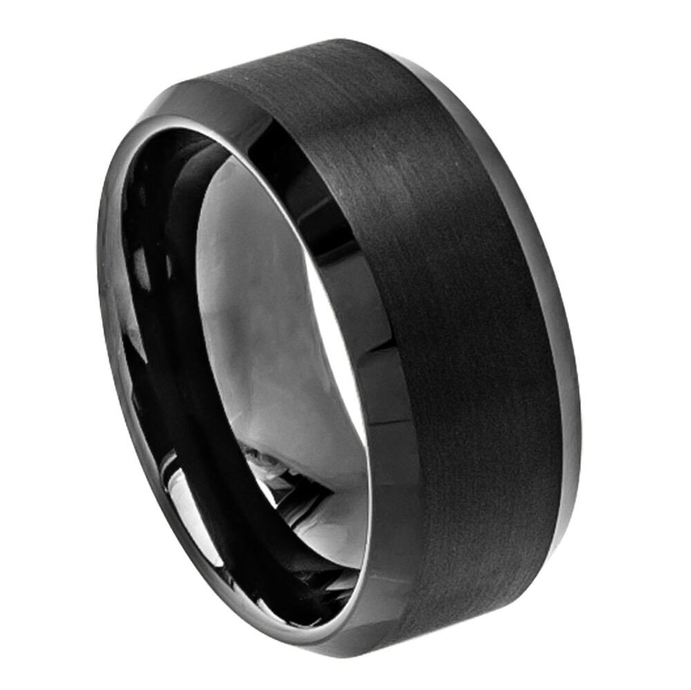 Tungsten Wedding Bands
 10mm Men s or La s Tungsten Carbide Black Brushed
