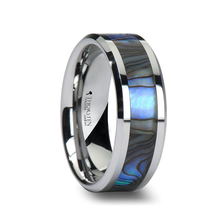 Tungsten Wedding Bands Men
 Men s Tungsten Wedding Band With Mother of Pearl Inlay