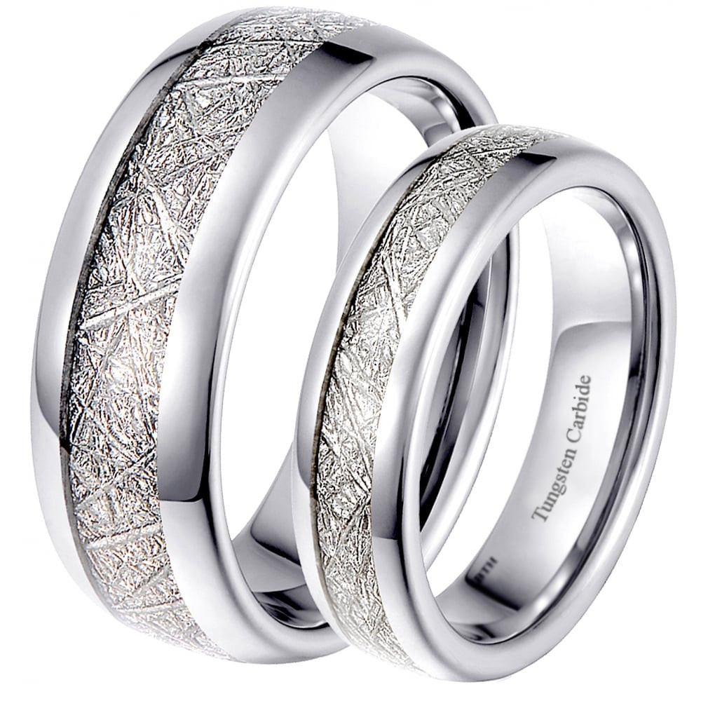 Tungsten Wedding Ring Sets
 His and Hers Matching Tungsten Meteorite Wedding Couple