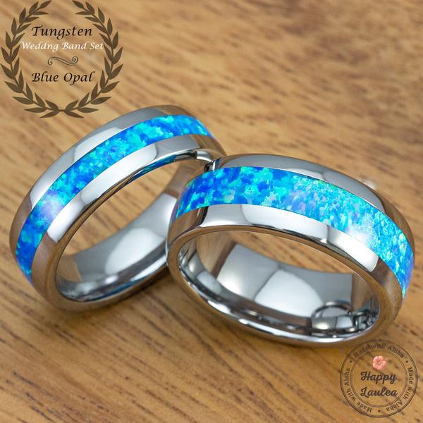 Tungsten Wedding Ring Sets
 Pair of 6 & 8mm Width Tungsten Couple Wedding Ring Set